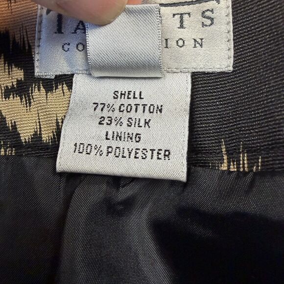 Talbots Collection Cotton/Silk Blend Skirt, Black & Tan, 12 - Picture 5 of 8
